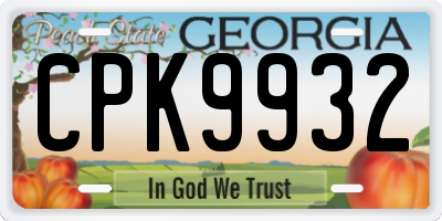 GA license plate CPK9932