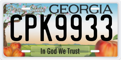 GA license plate CPK9933