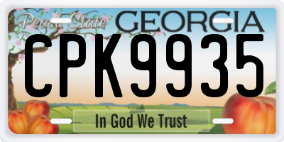 GA license plate CPK9935