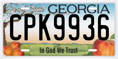GA license plate CPK9936
