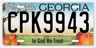 GA license plate CPK9943