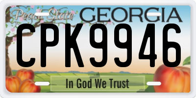 GA license plate CPK9946