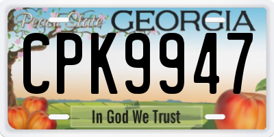 GA license plate CPK9947