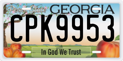 GA license plate CPK9953