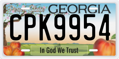 GA license plate CPK9954