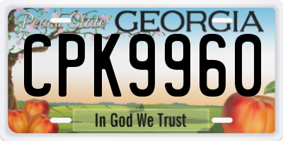 GA license plate CPK9960