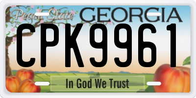 GA license plate CPK9961