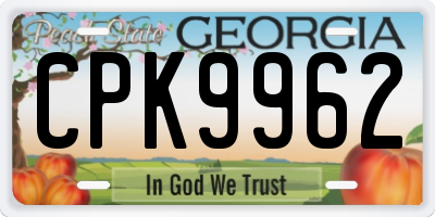 GA license plate CPK9962