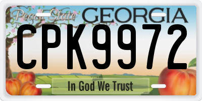 GA license plate CPK9972