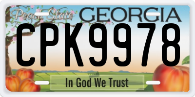 GA license plate CPK9978