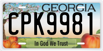 GA license plate CPK9981