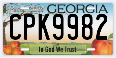 GA license plate CPK9982