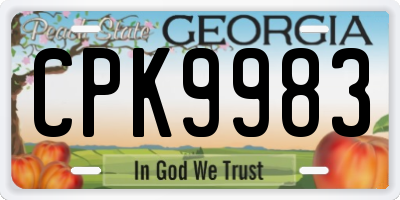 GA license plate CPK9983