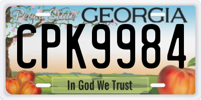 GA license plate CPK9984