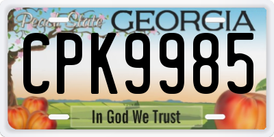 GA license plate CPK9985