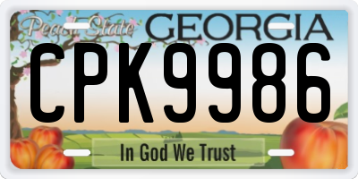 GA license plate CPK9986