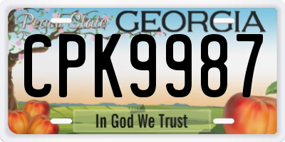 GA license plate CPK9987