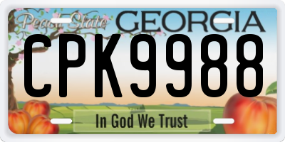 GA license plate CPK9988