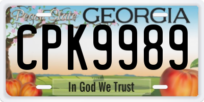 GA license plate CPK9989