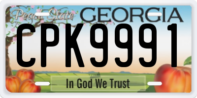 GA license plate CPK9991