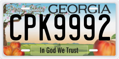 GA license plate CPK9992