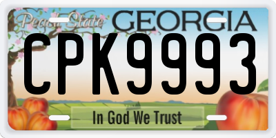 GA license plate CPK9993