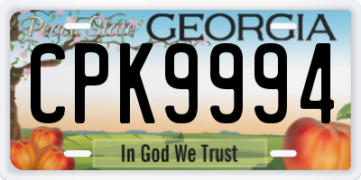 GA license plate CPK9994