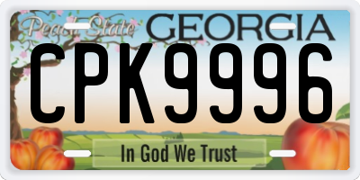 GA license plate CPK9996