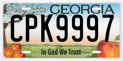 GA license plate CPK9997