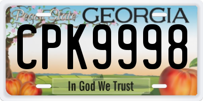 GA license plate CPK9998