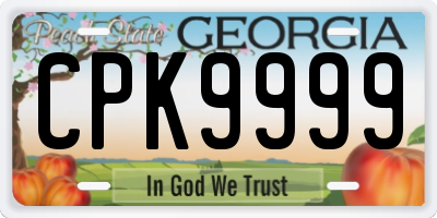 GA license plate CPK9999