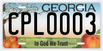 GA license plate CPL0003