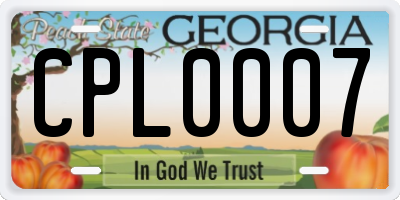GA license plate CPL0007
