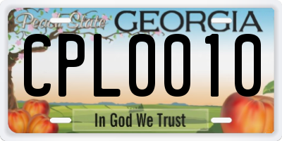 GA license plate CPL0010