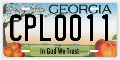 GA license plate CPL0011
