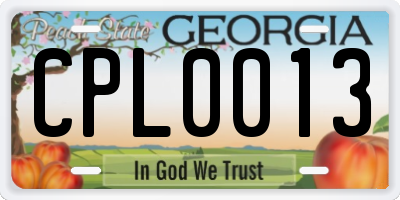 GA license plate CPL0013