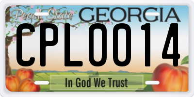 GA license plate CPL0014