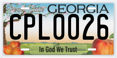 GA license plate CPL0026