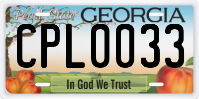 GA license plate CPL0033
