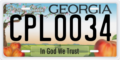 GA license plate CPL0034