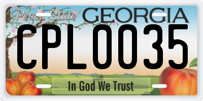GA license plate CPL0035