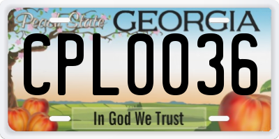 GA license plate CPL0036