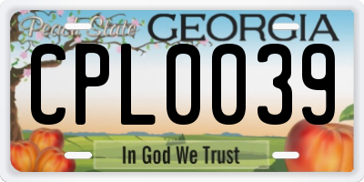 GA license plate CPL0039