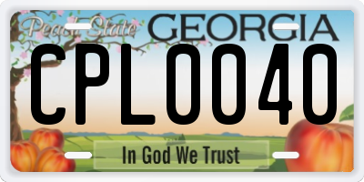 GA license plate CPL0040