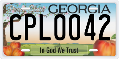 GA license plate CPL0042