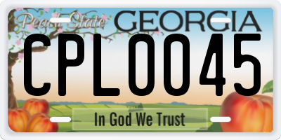 GA license plate CPL0045