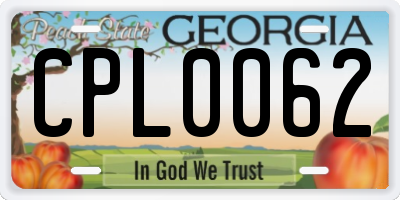 GA license plate CPL0062