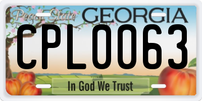 GA license plate CPL0063