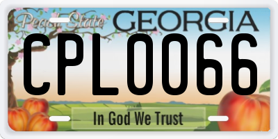 GA license plate CPL0066