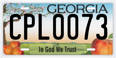 GA license plate CPL0073